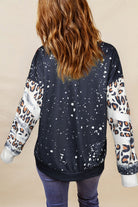 Leopard Round Neck Long Sleeve Sweatshirt - Charming Charlie