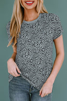 Animal Print Round Neck Short Sleeve T-Shirt - Charming Charlie
