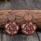 Wooden Alloy Rose Shape Dangle Earrings - Charming Charlie