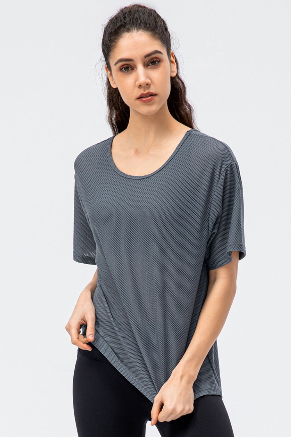 Round Neck Short Sleeve Active Tee - Charming Charlie