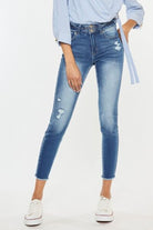 Kancan Distressed Raw Hem High Waist Jeans - Charming Charlie