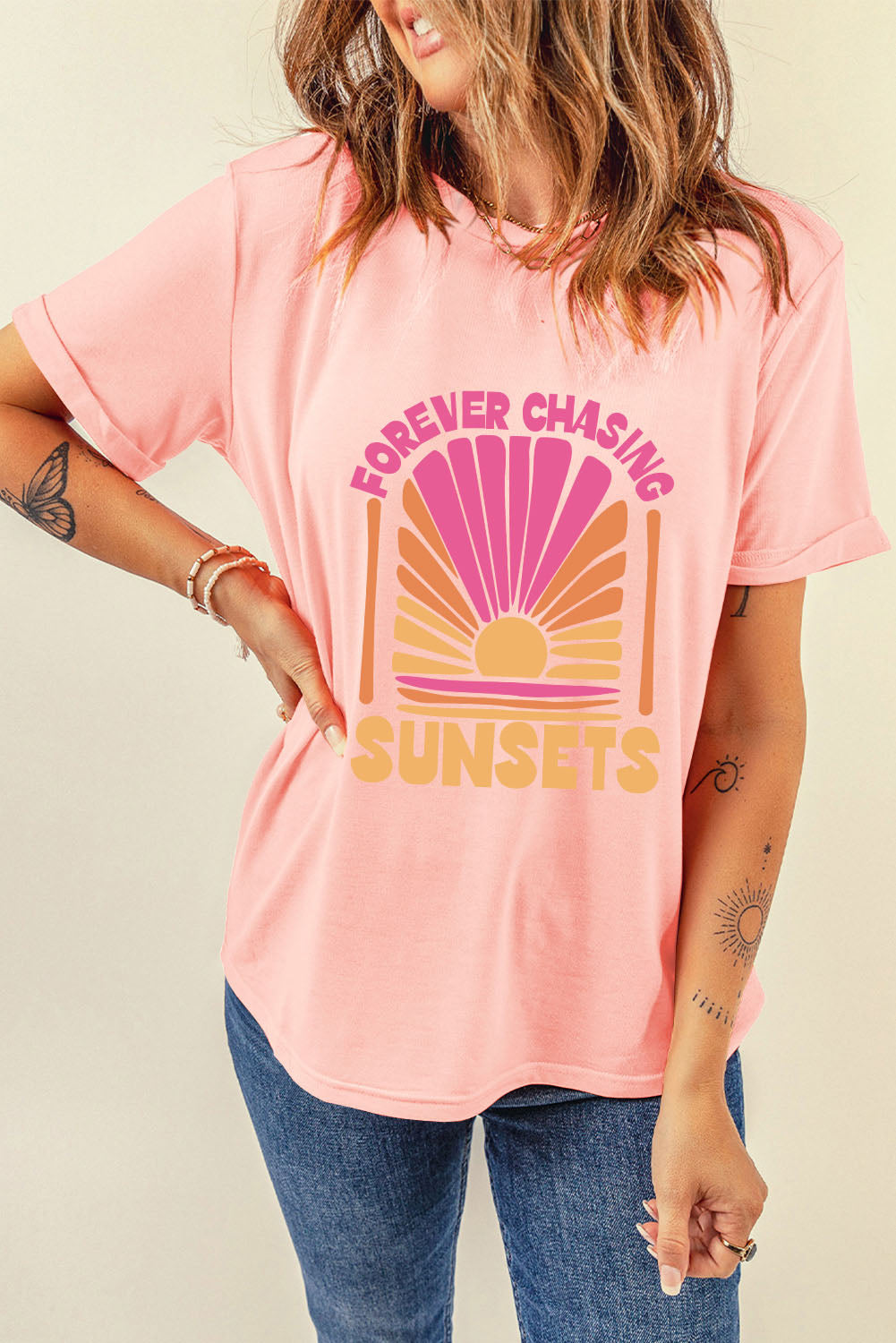 FOREVER CHASING SUNSETS Round Neck T-Shirt - Charming Charlie