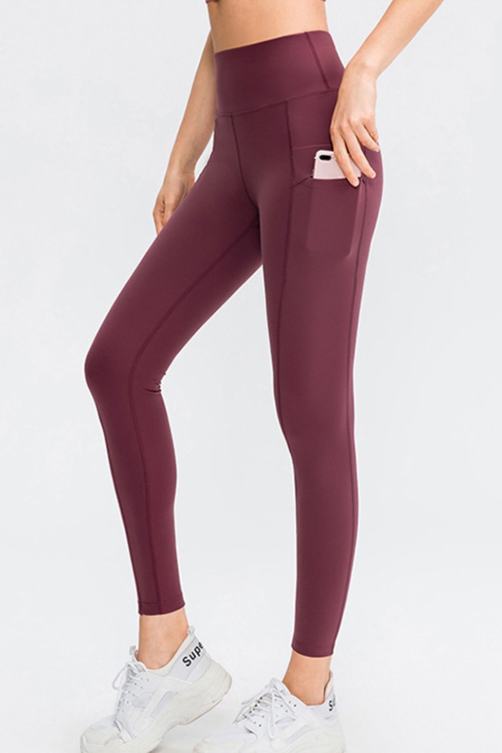 Wide Waistband Slim Fit Long Sports Pants with Pocket - Charming Charlie
