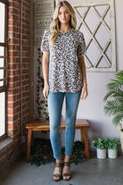 Heimish Leopard Round Neck Petal Sleeve T-Shirt - Charming Charlie