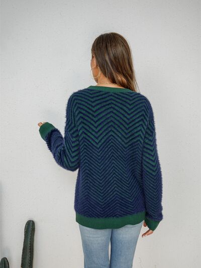 Crochet Flower Round Neck Dropped Shoulder Sweater main image 0