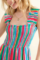 And The Why Full Size Striped Smocked Sleeveless Jumpsuit - Charming Charlie