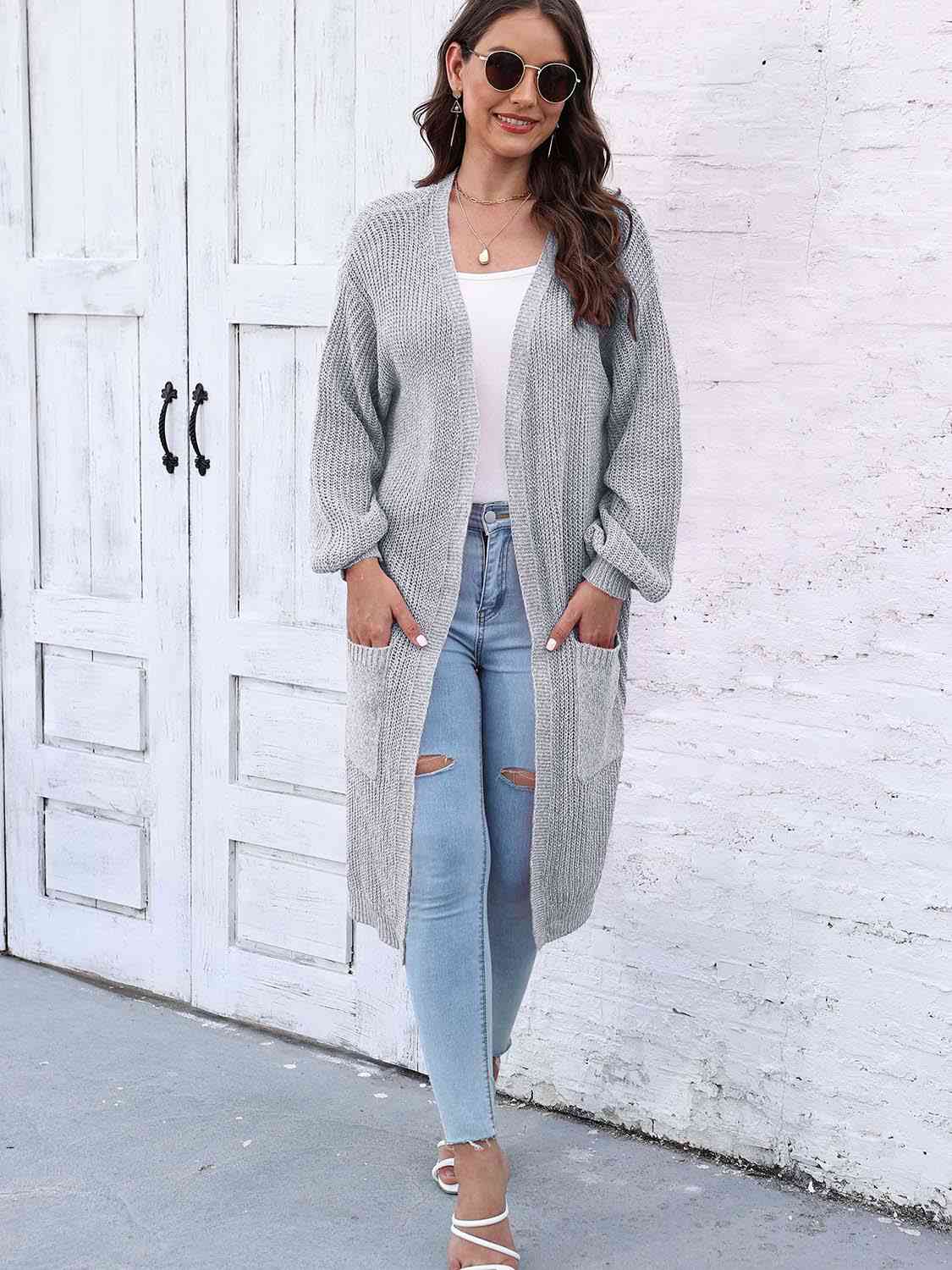 Open Front Longline Cardigan with Pockets - Charming Charlie