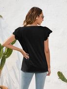 Ruffled Square Neck Cap Sleeve Blouse - Charming Charlie