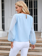 Round Neck Long Sleeve Blouse - Charming Charlie