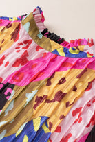 Printed Notched Long Sleeve Blouse - Charming Charlie