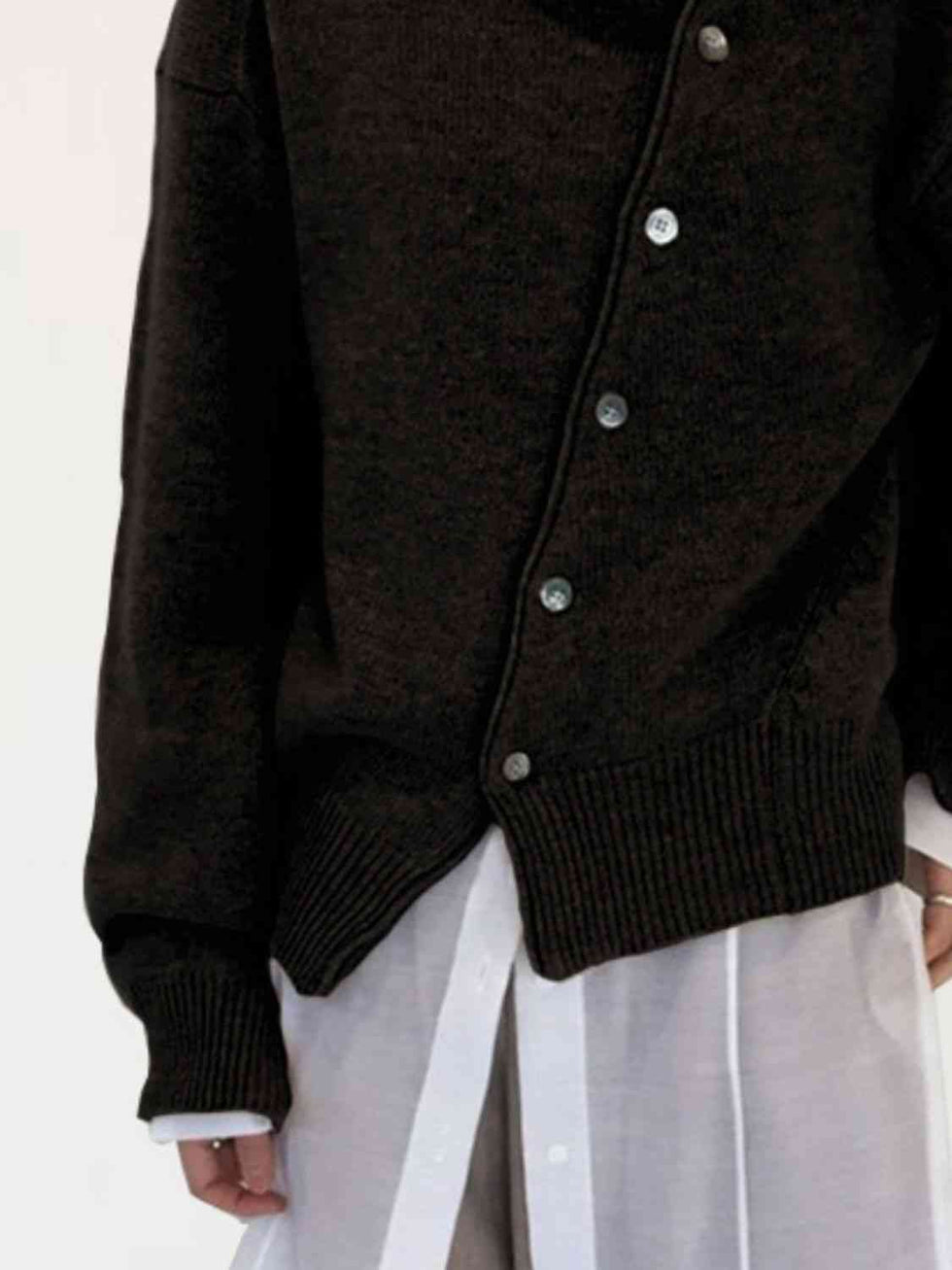 Button Up Dropped Shoulder Cardigan