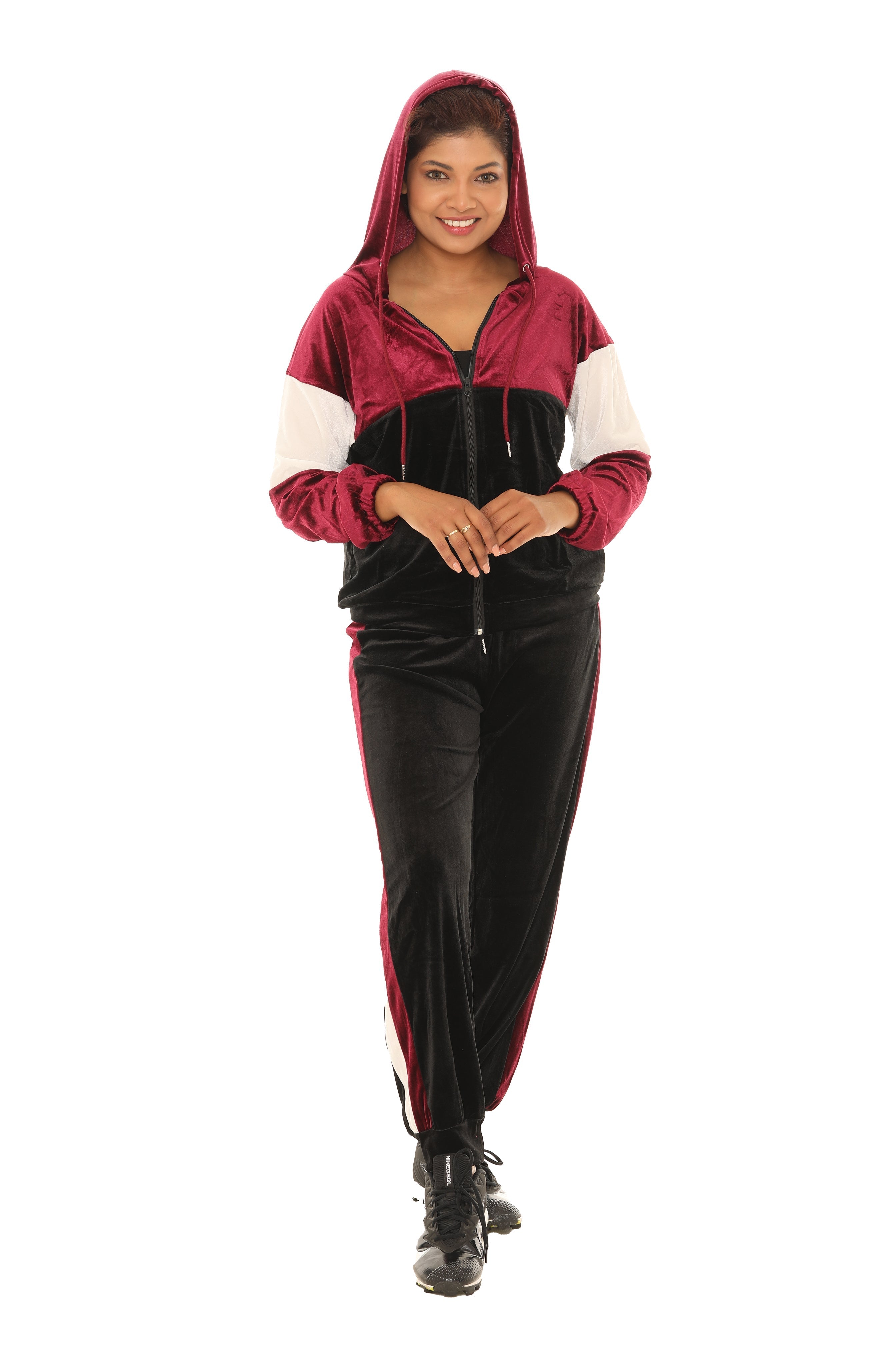 Color Block Pocket Velvet Hoodie & Drawstring Joggers - Shoreline Wear, Inc.