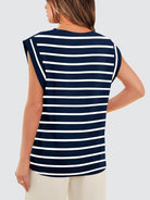 Striped Round Neck Cap Sleeve T-Shirt - Charming Charlie