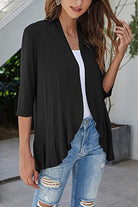 Open Front Three-Quarter Sleeve Cardigan - Charming Charlie