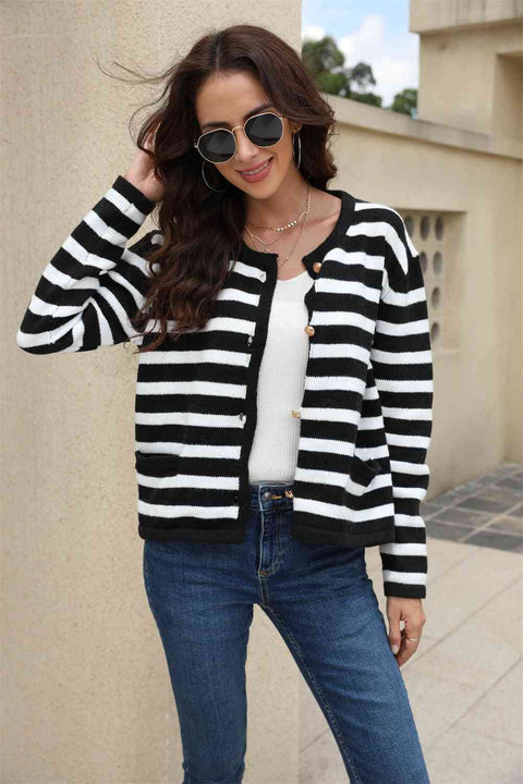 Devine Tied Round Neck Dropped Shoulder Cardigan main image 1