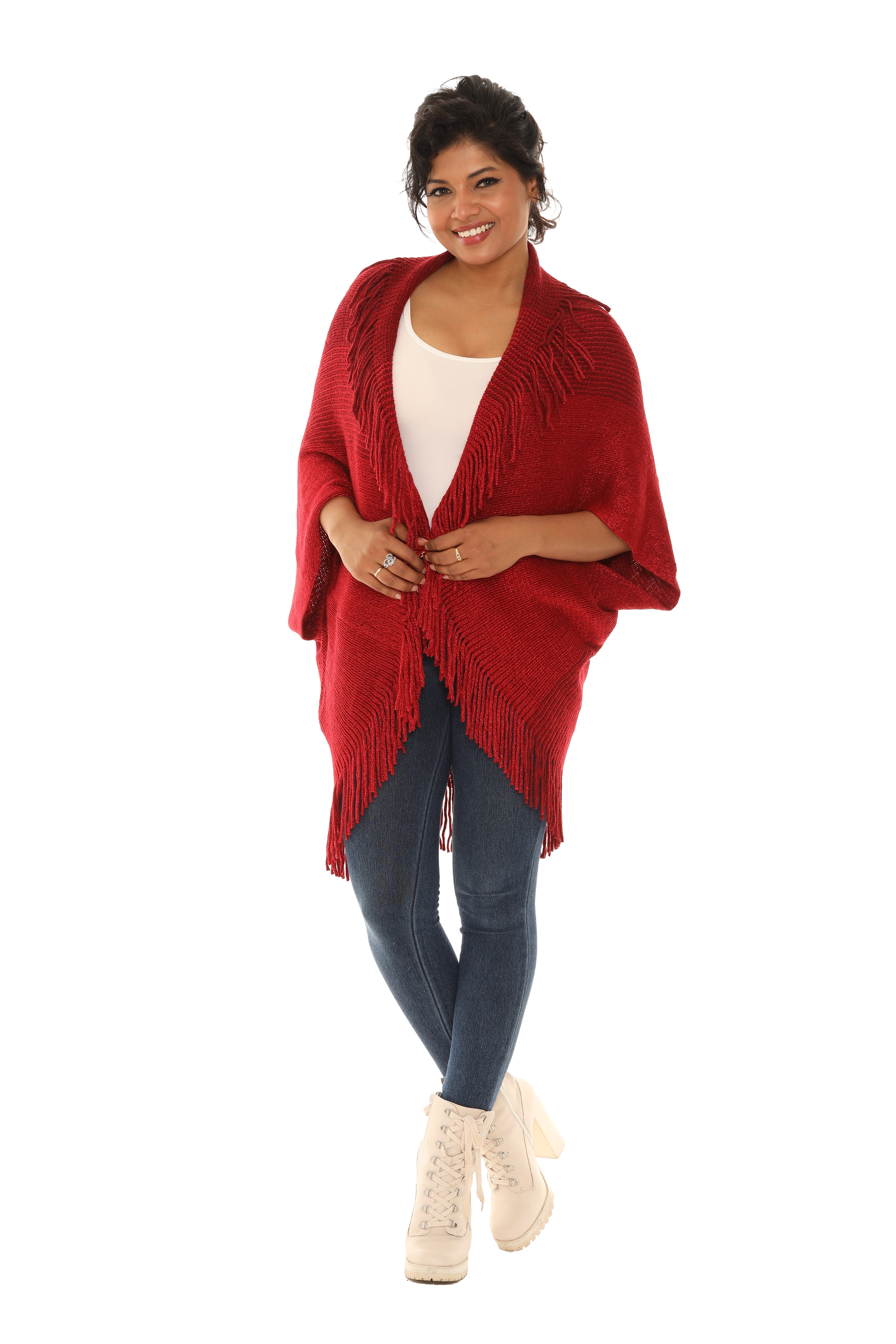 Fringed Duo-Tone Poncho