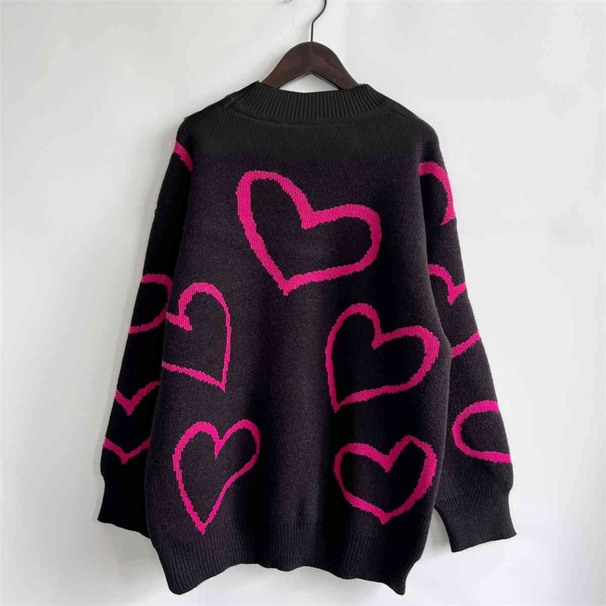 Heart Pattern Long Sleeve Sweater – Charming Charlie