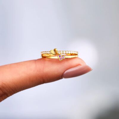18K Gold-Plated 925 Sterling Silver Double-Layered Ring - Charming Charlie