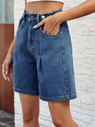 High Waist Denim Shorts with Pockets - Charming Charlie