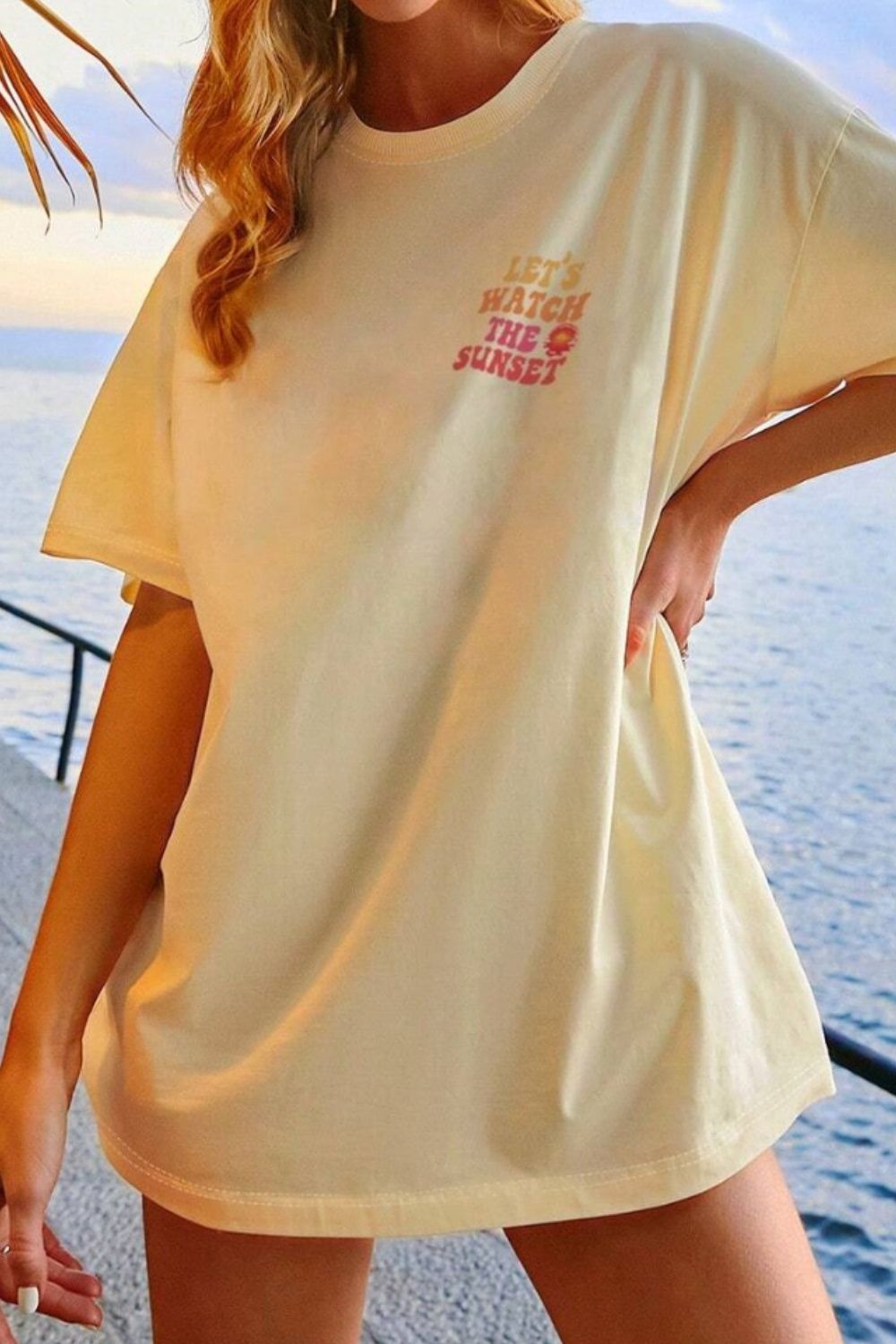 LET'S WATCH THE SUNSET Round Neck T-Shirt – Charming Charlie