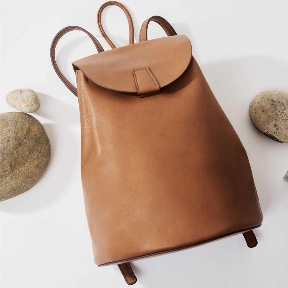 Melie Bianco Luxury Vegan Leather Aubrey Backpack in Mocha