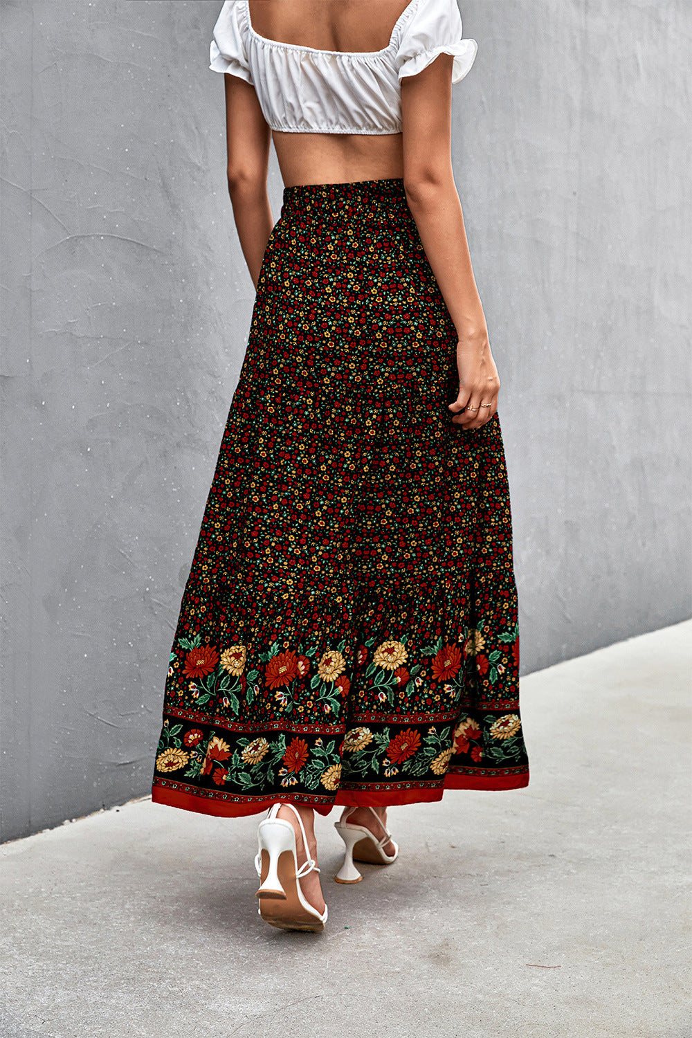 Floral embroidered clearance maxi skirt