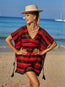Tassel Openwork Striped V-Neck Cover Up main image 0