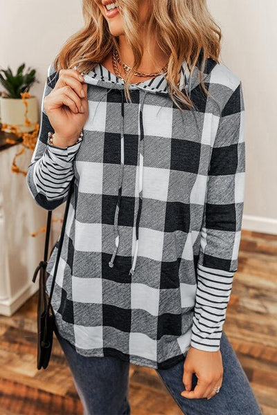 Men’s Plaid Jacquard Hoodie | Casual Pullover With Drawstring | Soft Fleece For Gym & Everyday - View #2