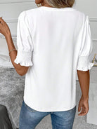 Notched Short Sleeve Blouse - Charming Charlie