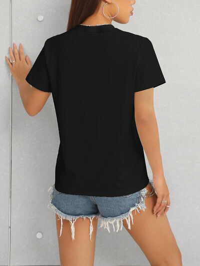 Graphic Round Neck Short Sleeve T-Shirt - Charming Charlie
