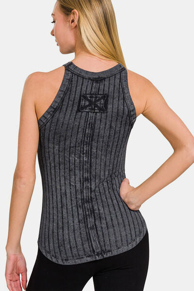 Zenana Ribbed Grecian Neck Tank - Charming Charlie