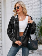 Pocketd Button Up Detachable Hooded Denim Jacket - Charming Charlie