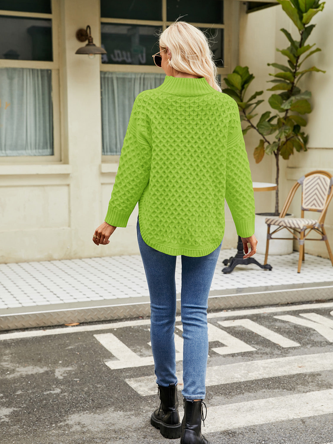 Mock Neck Slit Sweater – Charming Charlie