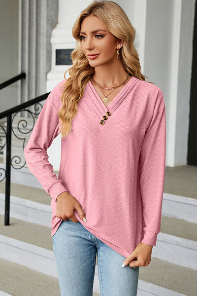 V-Neck Long Sleeve T-Shirt - Charming Charlie