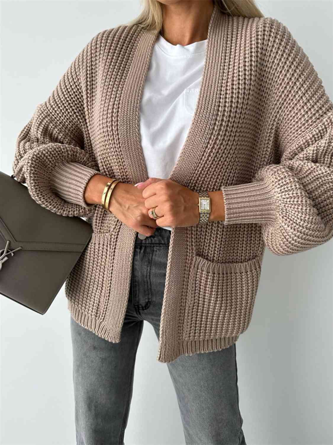 Open Front Dropped Shoulder Cardigan - Charming Charlie