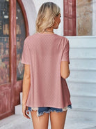 Eyelet Open Front Short Sleeve Cover Up - Charming Charlie