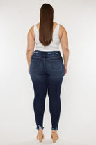 Kancan Full Size Cat's Whiskers Raw Hem High Waist Jeans - Charming Charlie