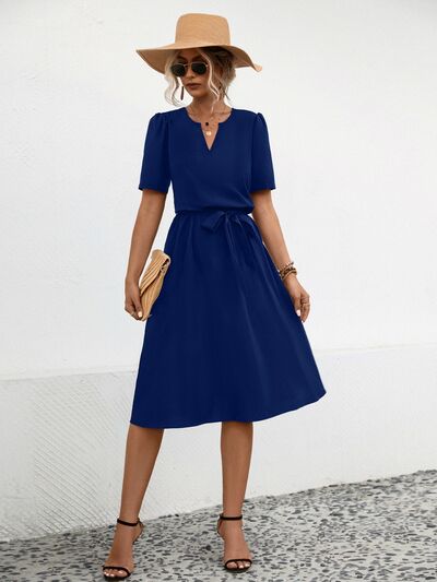 navy short sleeve dress Francesca - Maxi only 24 pcs Classy Short Sleeve Knee-Length Party