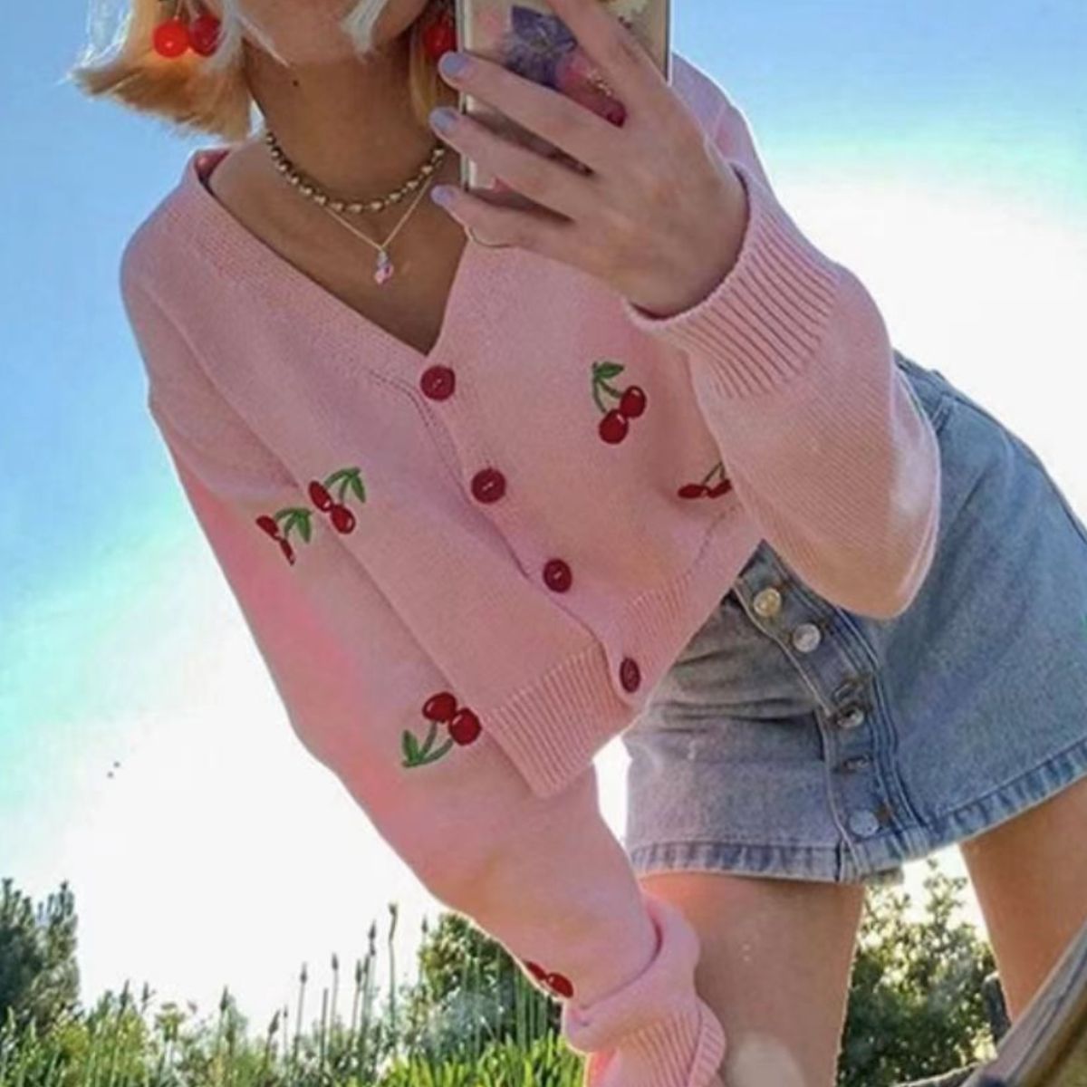 Cherry Button Down Cardigan – Charming Charlie