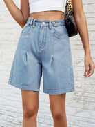 High Waist Denim Shorts with Pockets - Charming Charlie