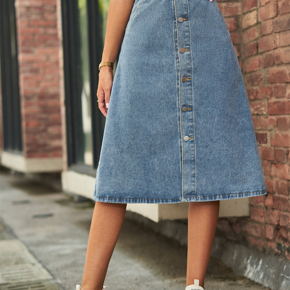 Button Front A-Line Denim Skirt – Charming Charlie