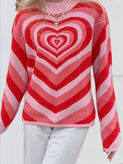 Heart Mock Neck Long Sleeve Sweater - Charming Charlie