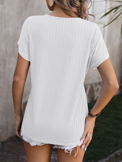 Textured Surplice Short Sleeve Blouse - Charming Charlie