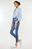 Kancan Distressed Raw Hem High Waist Jeans - Charming Charlie