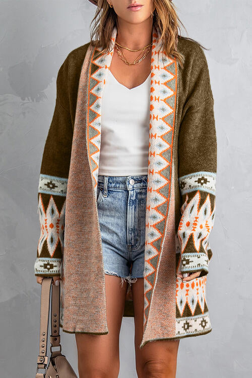 Open front outlets geometric cardigan