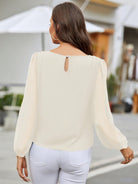 Round Neck Long Sleeve Blouse - Charming Charlie
