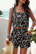 Printed Cropped Tank and Shorts Set - Charming Charlie