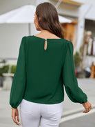 Round Neck Long Sleeve Blouse - Charming Charlie