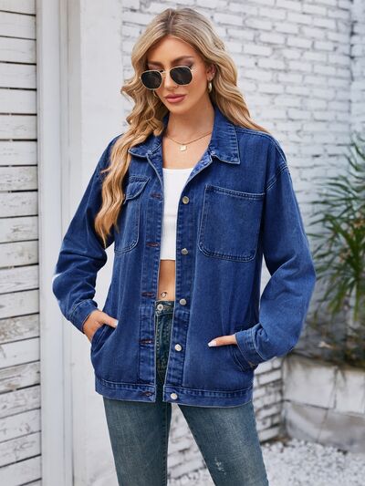 Pocketd Button Up Detachable Hooded Denim Jacket - Charming Charlie