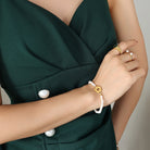 Titanium Steel Pearl Flower Bracelet - Charming Charlie